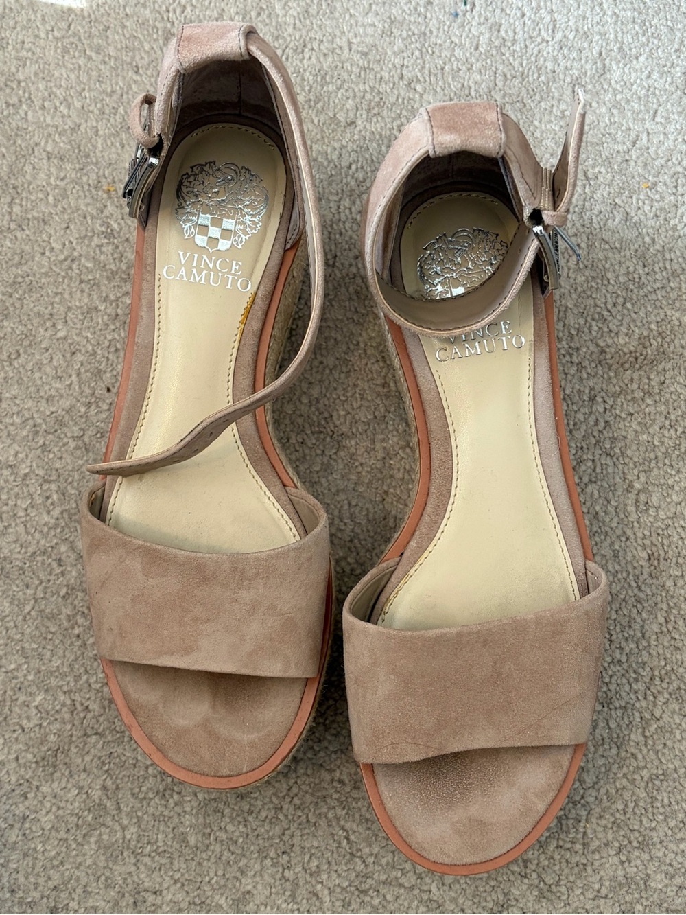 Vince Camuto Women’s Suede Ankle-Strap Sandals — Taupe
